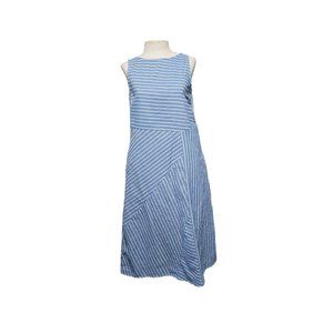 Tendancy framed striped dress size Small linen feel blue white cotton